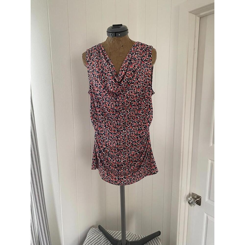 Ann Taylor Womens Dressy Blouse Sleeveless Multicolor Rouching - Size Medium